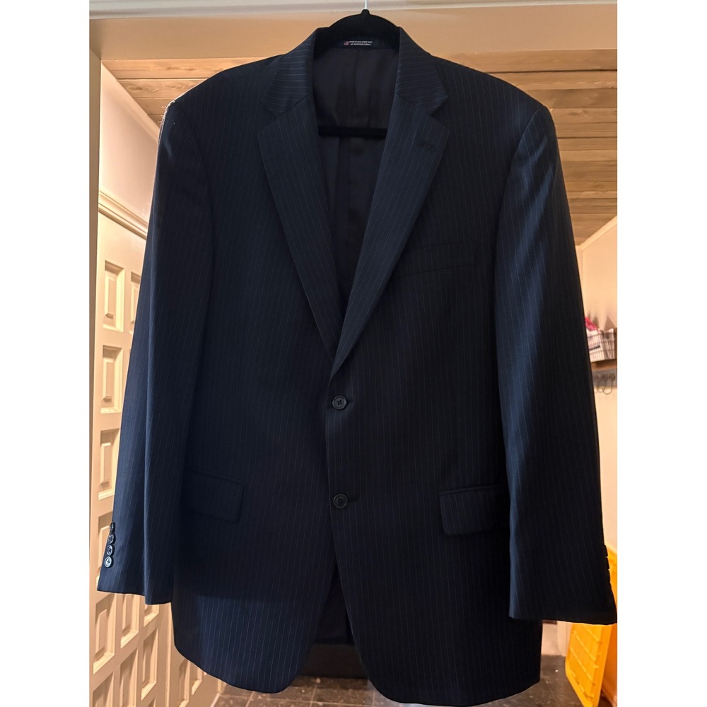 Hart Schaffner Marx Mens 43R Pinstripe Blazer Two Button Suit Jacket Made in USA